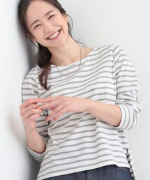 SHOO・LA・RUE | 【S-LL/洗濯機可】着こなしいろいろ 首元すっきりボートネック ボーダーロンT(Tシャツ/カットソー)