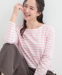 SHOO・LA・RUE | 【S-LL/洗濯機可】着こなしいろいろ 首元すっきりボートネック ボーダーロンT(Tシャツ/カットソー)