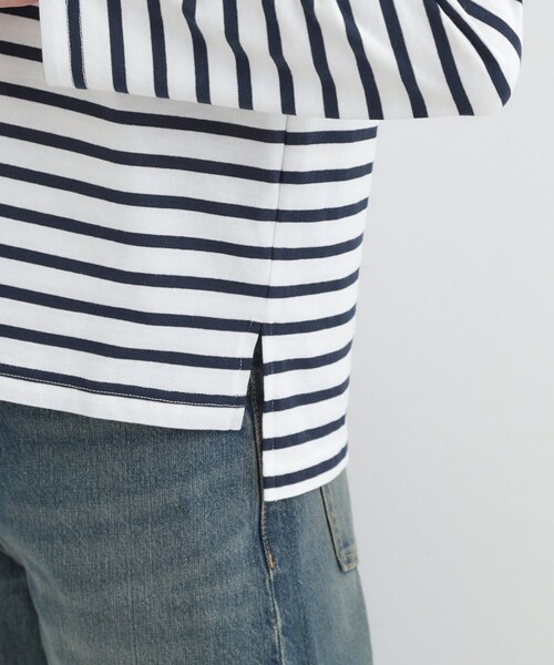 SHOO・LA・RUE(シューラルー)の「【S-LL/洗濯機可】着こなしいろいろ 首元すっきりボートネック ボーダーロンT(Tシャツ/カットソー・レディース・ライトグレー系2/ピンク系その他/ネイビー系2/グリーン系その他4・04/03/02/01)」の17枚目の写真