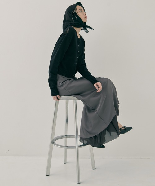 tanakadaisuke（タナカダイスケ）の「【tanakadaisuke/タナカダイスケ】flower lace frame scarf/フラワーレースフレームスカーフ（バンダナ/スカーフ・レディース・ホワイト/ブラック・FREE）」の20枚目の写真