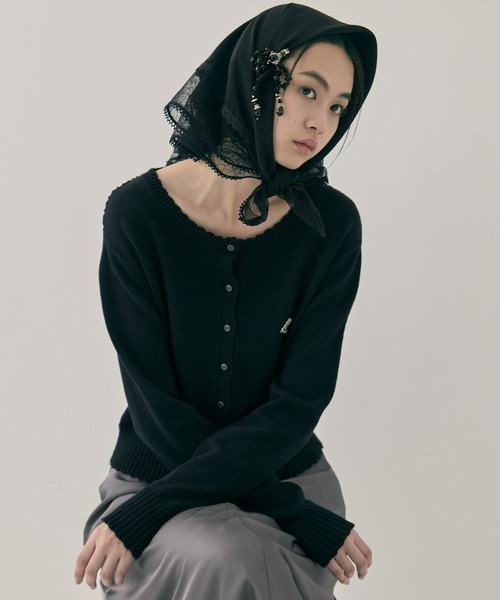 tanakadaisuke（タナカダイスケ）の「【tanakadaisuke/タナカダイスケ】flower lace frame scarf/フラワーレースフレームスカーフ（バンダナ/スカーフ・レディース・ホワイト/ブラック・FREE）」の17枚目の写真