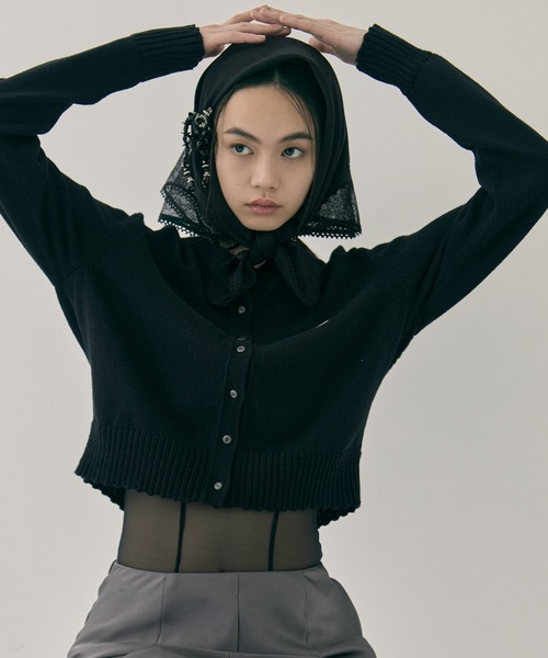 tanakadaisuke（タナカダイスケ）の「【tanakadaisuke/タナカダイスケ】flower lace frame scarf/フラワーレースフレームスカーフ（バンダナ/スカーフ・レディース・ホワイト/ブラック・FREE）」の16枚目の写真