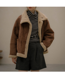 Reversible tab-button shearling jacket [KNFW05JP03]_[2color]