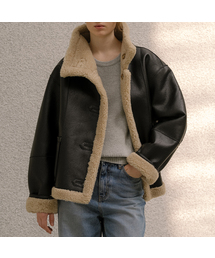 Reversible tab-button shearling jacket [KNFW05JP03]_[2color]