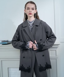 グレー レース襟 テーラードジャケット Eimee Law（エイミーロウ） ジャケット テーラードジャケット レース
