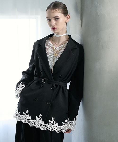 HARE（ハレ）の「【CEREMONY SET UP対応】2WAYレースジャケット/ベスト(HARE)（テーラードジャケット・レディース・グレー/ブラック・FREE）」の2枚目の写真