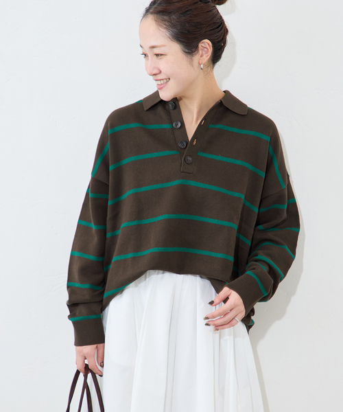 JOURNAL STANDARD（ジャーナルスタンダード）の「ラガーニット（ニット/セーター・レディース・ブルー/グリーン・FREE）」の15枚目の写真