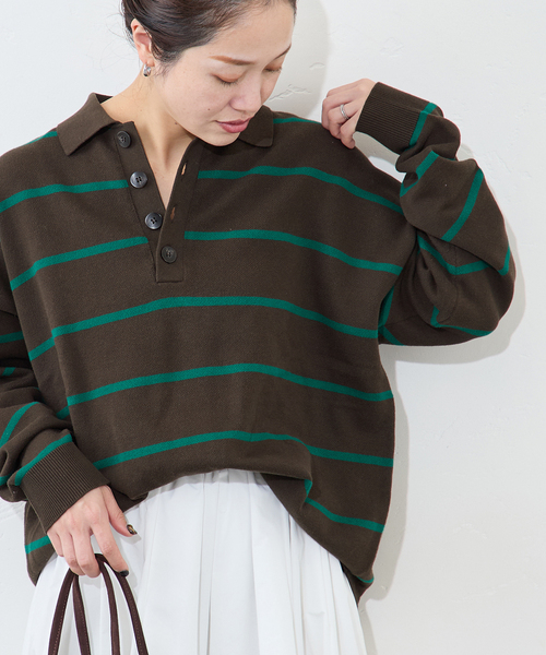 JOURNAL STANDARD（ジャーナルスタンダード）の「ラガーニット（ニット/セーター・レディース・ブルー/グリーン・FREE）」の16枚目の写真