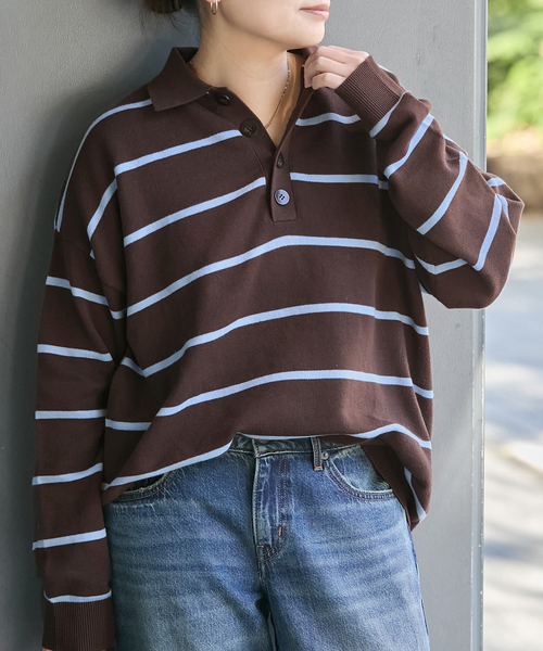 JOURNAL STANDARD（ジャーナルスタンダード）の「ラガーニット（ニット/セーター・レディース・ブルー/グリーン・FREE）」の22枚目の写真