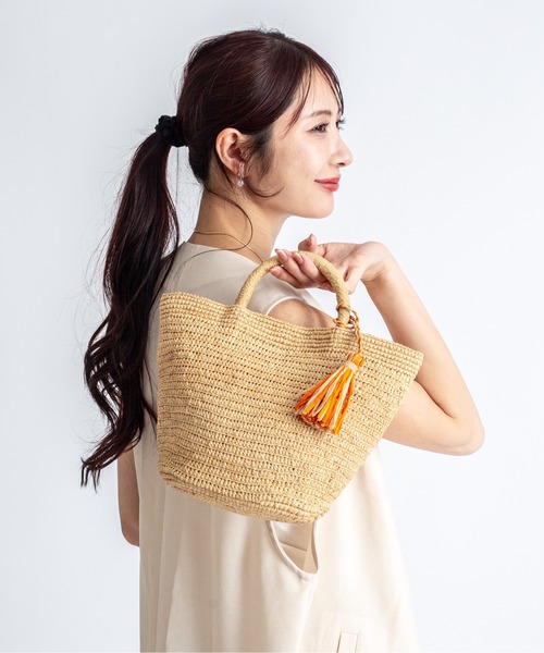 Rivel(リヴェル)の「【LIMAIA/リマイア】ラフィア素材 かごバッグ マグネット(かごバッグ・レディース・ナチュラル/オレンジ・FREE)」の6枚目の写真