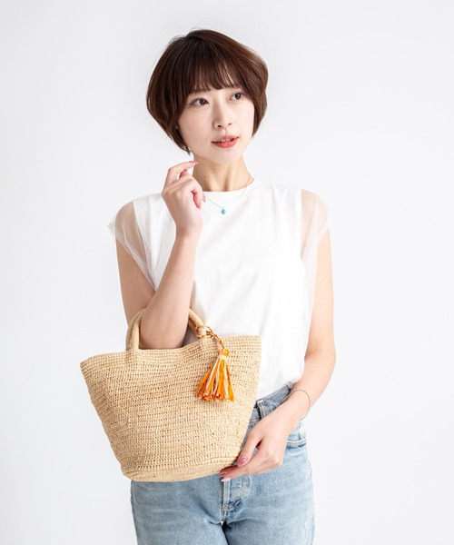 Rivel(リヴェル)の「【LIMAIA/リマイア】ラフィア素材 かごバッグ マグネット(かごバッグ・レディース・ナチュラル/オレンジ・FREE)」の9枚目の写真