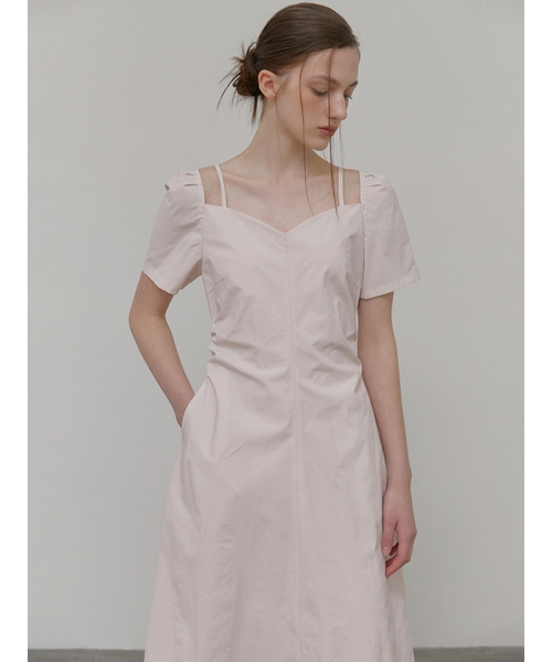 ETMON(エトモン)の「Heart Strap Shirring Dress, Pink(ワンピース・レディース・その他・S/M)」の1枚目の写真