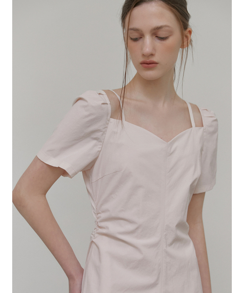 ETMON(エトモン)の「Heart Strap Shirring Dress, Pink(ワンピース・レディース・その他・S/M)」の2枚目の写真