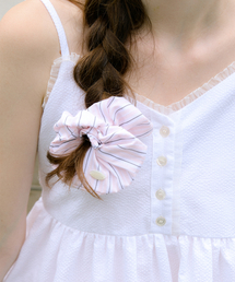 LETTER FROM MOON（レターフロムムーン）の「コットンストライプスクランチ（ピンク）（シュシュ）」