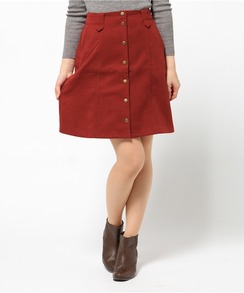 mystic（ミスティック）の「【mystic】フェイクスエード台形スカート（スカート・レディース・グレー/ブラック/その他/レッド/キャメル・2/1/0）」の4枚目の写真