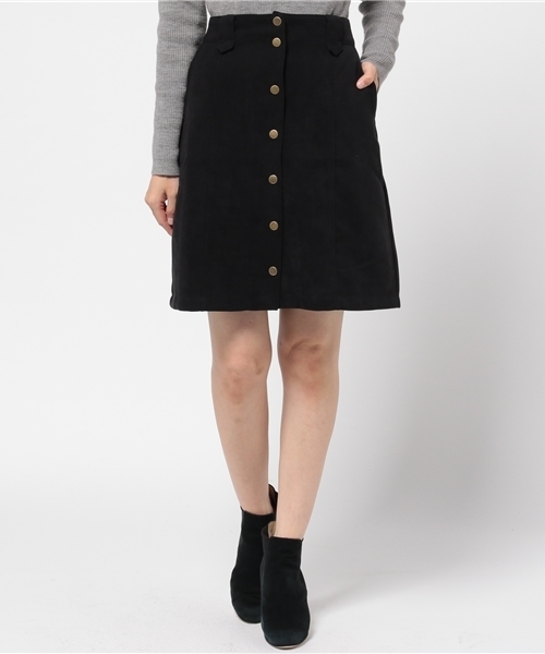 mystic（ミスティック）の「【mystic】フェイクスエード台形スカート（スカート・レディース・グレー/ブラック/その他/レッド/キャメル・2/1/0）」の2枚目の写真