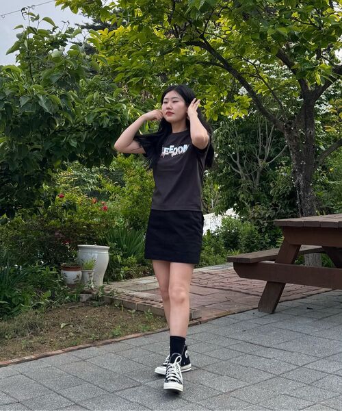 DANGLEDROP(ダングルドロップ)の「DGDP FREEDOMセミクロップ半袖Tシャツブラック(Tシャツ/カットソー・レディース・その他・FREE)」の16枚目の写真
