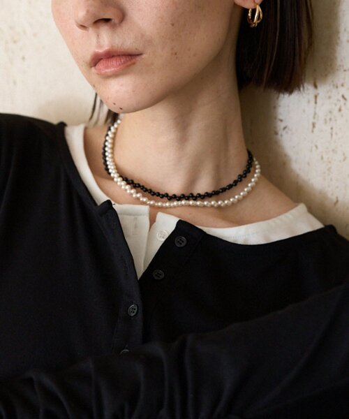 GOLDY（ゴールディ）の「〈GOLDY/ゴールディ〉ジグザグパールネックレス（ネックレス・レディース・ホワイト/ブラック・FREE）」の3枚目の写真