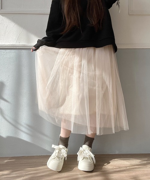 Nana(ナナ)の「チュールスカート(スカート・レディース・アイボリー/グレー・FREE)」の10枚目の写真