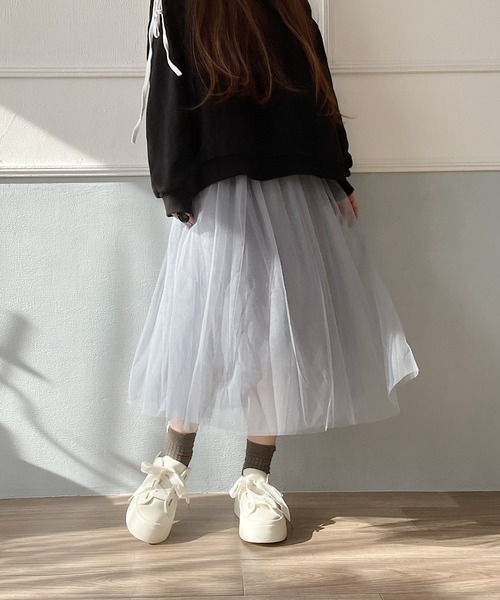 Nana(ナナ)の「チュールスカート(スカート・レディース・アイボリー/グレー・FREE)」の12枚目の写真