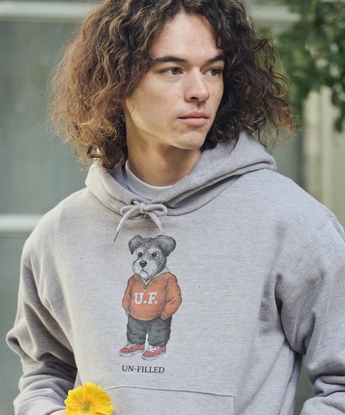 UN-FILLED（アンフィルド）の「mpa4035- UF DOG HOODIE パーカー（シュナウザー）(SDUF-2606SNZ)（パーカー・メンズ・グレー/ホワイト・XL/L/M）」の2枚目の写真