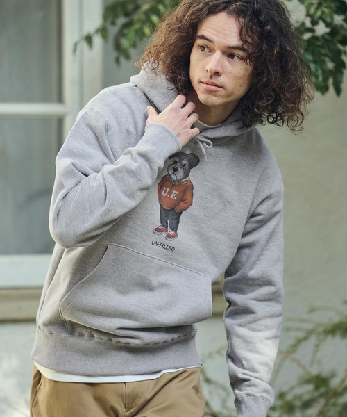 UN-FILLED（アンフィルド）の「mpa4035- UF DOG HOODIE パーカー（シュナウザー）(SDUF-2606SNZ)（パーカー・メンズ・グレー/ホワイト・XL/L/M）」の3枚目の写真