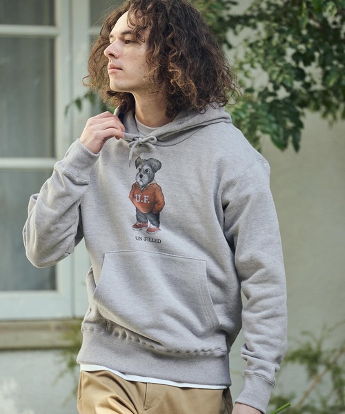 UN-FILLED（アンフィルド）の「mpa4035- UF DOG HOODIE パーカー（シュナウザー）(SDUF-2606SNZ)（パーカー・メンズ・グレー/ホワイト・XL/L/M）」の4枚目の写真
