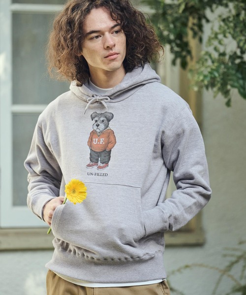 UN-FILLED（アンフィルド）の「mpa4035- UF DOG HOODIE パーカー（シュナウザー）(SDUF-2606SNZ)（パーカー・メンズ・グレー/ホワイト・XL/L/M）」の5枚目の写真