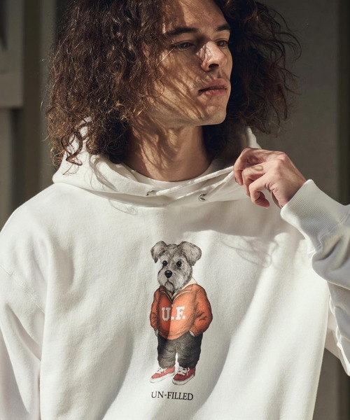 UN-FILLED（アンフィルド）の「mpa4035- UF DOG HOODIE パーカー（シュナウザー）(SDUF-2606SNZ)（パーカー・メンズ・グレー/ホワイト・XL/L/M）」の10枚目の写真