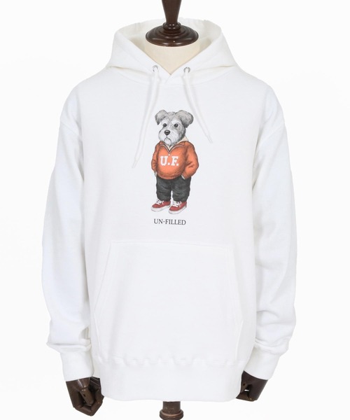 UN-FILLED（アンフィルド）の「mpa4035- UF DOG HOODIE パーカー（シュナウザー）(SDUF-2606SNZ)（パーカー・メンズ・グレー/ホワイト・XL/L/M）」の15枚目の写真