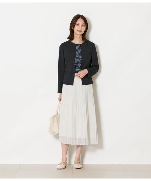 NEWYORKER(ニューヨーカー)の「ポリエステル強撚スムース ドレープブラウス(Tシャツ/カットソー・レディース・ホワイト/ネイビー・M/L)」の8枚目の写真