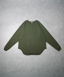 /天竺  ラグラン袖リブロングスリーブTシャツ/