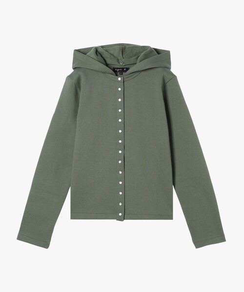 agnes b.(アニエスベー)の「オーガニックコットン メルトン 長袖 カーディガンプレッション "Capuche"(カーディガン/ボレロ・レディース・カーキ・3/2/1)」の1枚目の写真