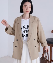 Aunely（オーネリー）の「【Aunely】すぐサラ シアー ライトエア 涼しげ ダブル テーラードジャケット    マシンウォッシャブル  <YOSOOIシリーズ>（テーラードジャケット）」