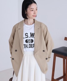 Aunely（オーネリー）の「【Aunely】すぐサラ シアー ライトエア 涼しげ ダブル テーラードジャケット /  マシンウォッシャブル  ＜YOSOOIシリーズ＞（テーラードジャケット）」