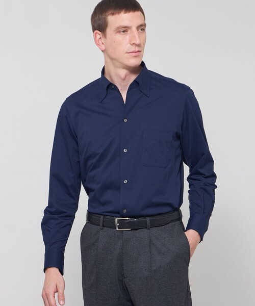 MACKINTOSH LONDON(マッキントッシュ ロンドン)の「【FLEX JERSEY】ハニカムジャージーワンピースカラーシャツ(シャツ/ブラウス・メンズ・ホワイト/ダークネイビー・S/XL/M/L)」の2枚目の写真