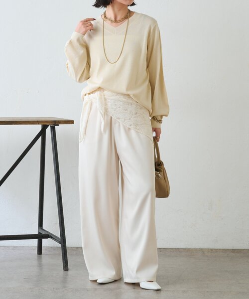 Jena espace merveilleux(ジェナ エスパスメルヴェイユ)の「【上品華やぎ】ミニスパンコールVニット(ニット/セーター・レディース・アイボリー/ブルー系その他/ネイビー・FREE)」の4枚目の写真