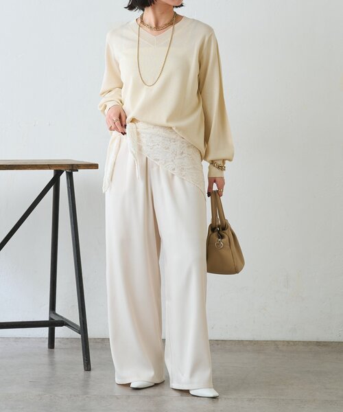 Jena espace merveilleux(ジェナ エスパスメルヴェイユ)の「【上品華やぎ】ミニスパンコールVニット(ニット/セーター・レディース・アイボリー/ブルー系その他/ネイビー・FREE)」の5枚目の写真
