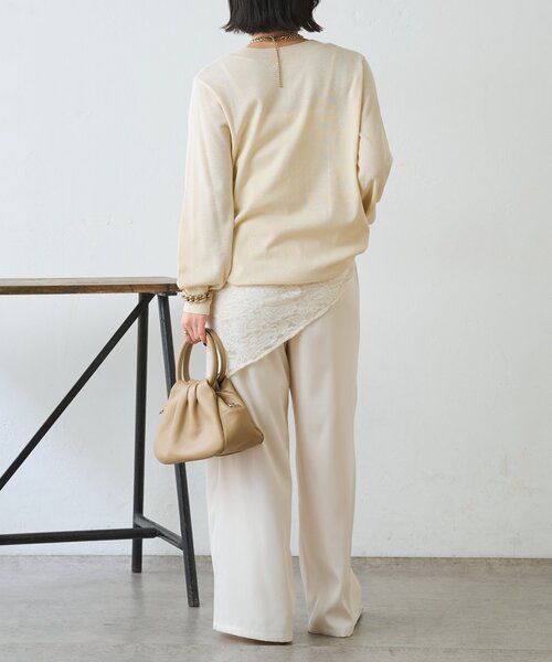 Jena espace merveilleux(ジェナ エスパスメルヴェイユ)の「【上品華やぎ】ミニスパンコールVニット(ニット/セーター・レディース・アイボリー/ブルー系その他/ネイビー・FREE)」の6枚目の写真