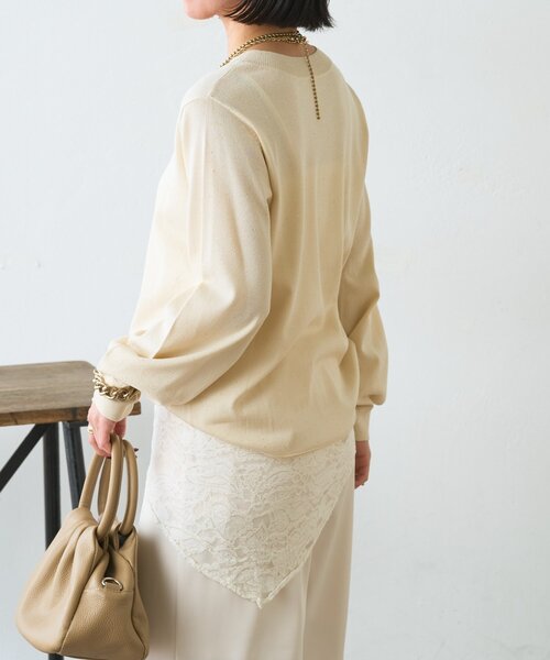 Jena espace merveilleux(ジェナ エスパスメルヴェイユ)の「【上品華やぎ】ミニスパンコールVニット(ニット/セーター・レディース・アイボリー/ブルー系その他/ネイビー・FREE)」の11枚目の写真