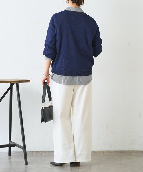 Jena espace merveilleux(ジェナ エスパスメルヴェイユ)の「【上品華やぎ】ミニスパンコールVニット(ニット/セーター・レディース・アイボリー/ブルー系その他/ネイビー・FREE)」の14枚目の写真