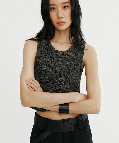 Bie(ビエ)の「メランジニットベスト(タンクトップ・レディース・ダークグレー/ブラウン・M/S)」の13枚目の写真