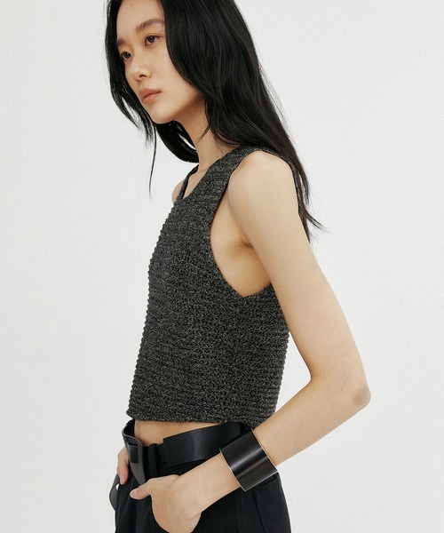 Bie(ビエ)の「メランジニットベスト(タンクトップ・レディース・ダークグレー/ブラウン・M/S)」の14枚目の写真