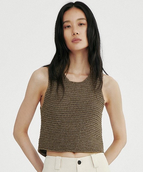 Bie(ビエ)の「メランジニットベスト(タンクトップ・レディース・ダークグレー/ブラウン・M/S)」の17枚目の写真
