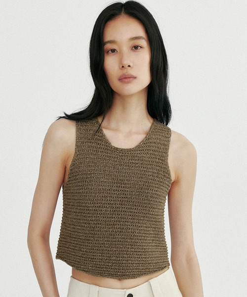Bie(ビエ)の「メランジニットベスト(タンクトップ・レディース・ダークグレー/ブラウン・M/S)」の18枚目の写真