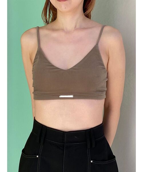 MURUA（ムルーア）の「ロゴプレートベロアキャミ（キャミソール・レディース・モカ/ブラック/アイボリー・FREE）」の3枚目の写真