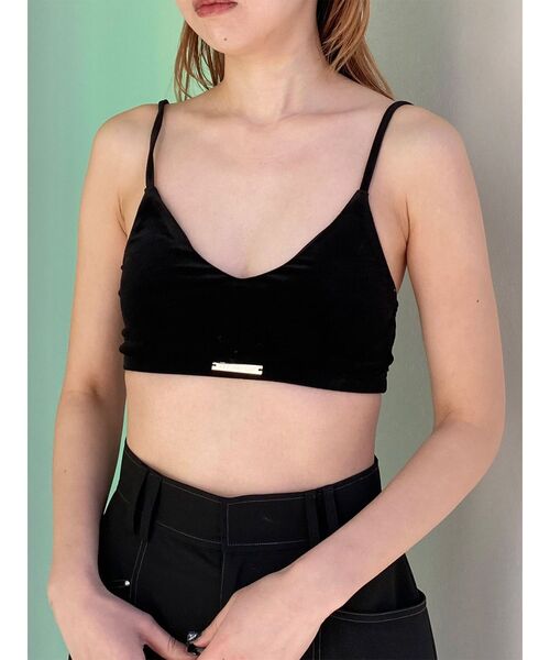 MURUA（ムルーア）の「ロゴプレートベロアキャミ（キャミソール・レディース・モカ/ブラック/アイボリー・FREE）」の4枚目の写真