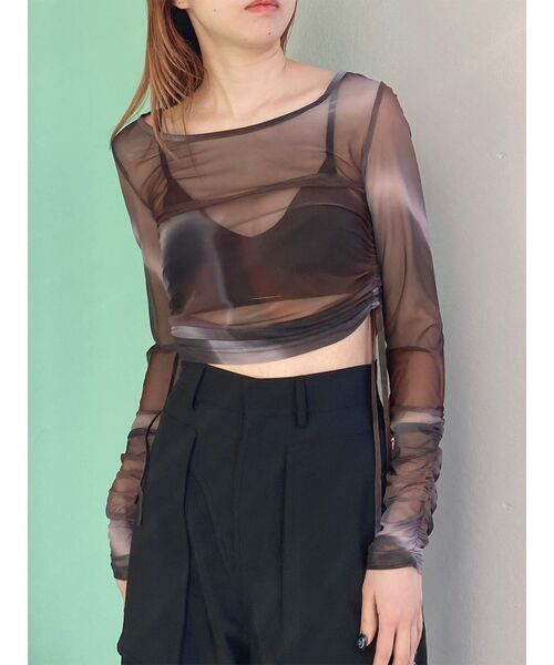 MURUA（ムルーア）の「ロゴプレートベロアキャミ（キャミソール・レディース・モカ/ブラック/アイボリー・FREE）」の5枚目の写真