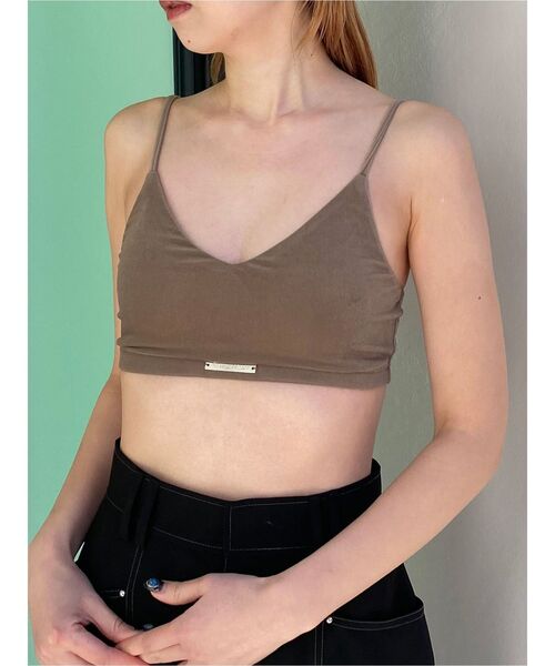 MURUA（ムルーア）の「ロゴプレートベロアキャミ（キャミソール・レディース・モカ/ブラック/アイボリー・FREE）」の9枚目の写真