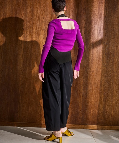 OMMO（オーエムエムオー）の「ASYMME TUCK SHORT KT TOP（ニット/セーター・レディース・パープル/ブラック/カーキ・F）」の20枚目の写真
